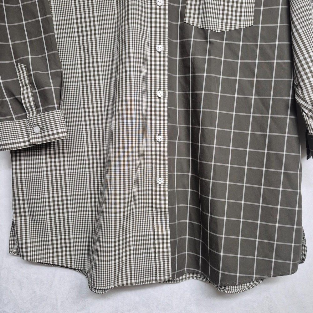 Lands End No Iron Supima Cotton Mixed Plaid Button Down Shirt Olive Green 12P - Picture 5 of 8